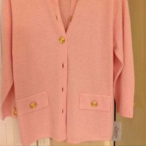 Vintage 80's Pink Cardigan Sweater-NEW with Tags